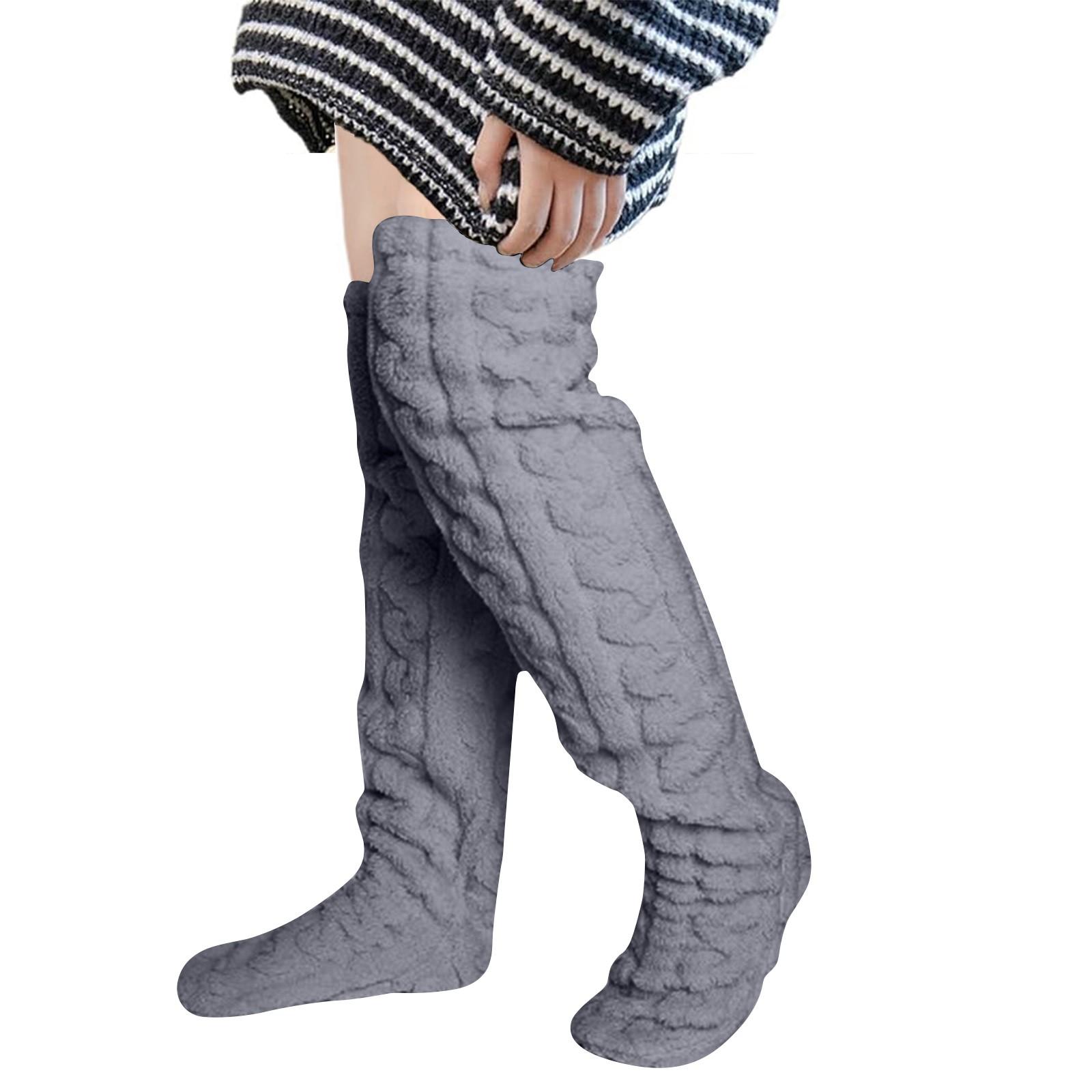 

Высокие пушистые носки выше колена, зимние пушистые длинные гетры, плюшевые тапочки, чулки для женщин и девочек, рождественские домашние спальные носки One Size светло-серый