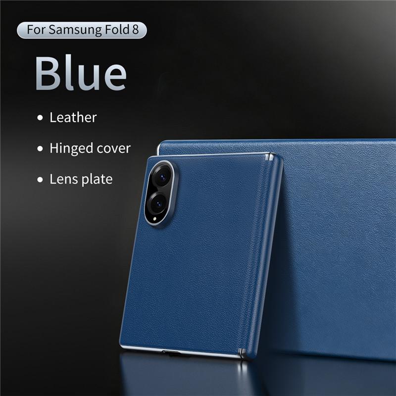 For Samsung Galaxy Z Fold 8 5G Case Luxury Leather Hinge Protection Cover For ZFold 8 Fold8 With Screen Lens Protector Case