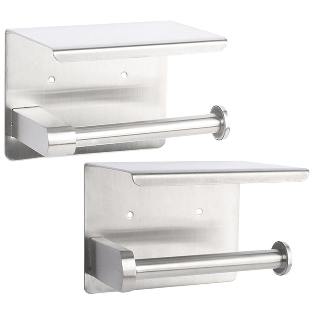 Toilet Paper Holder Stainless Steel Organizer Self Adhesive for Washroom