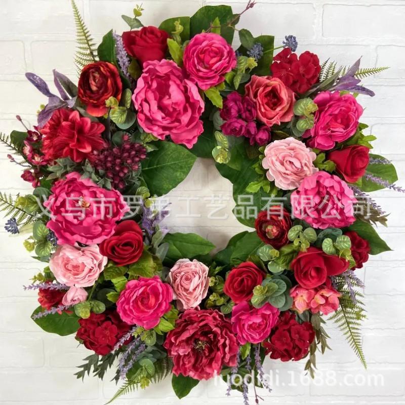 Easter Wreath Decor With Artificial Daisies Sunflowers Door Wall Hanging Home Party Decoration