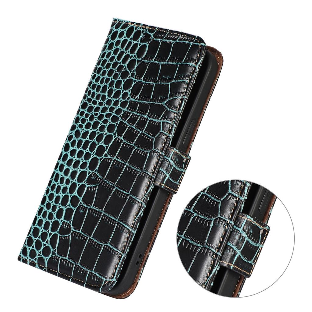 For Samsung Galaxy A07 Case Crocodile Texture Genuine Cow Leather Phone Wallet Cover