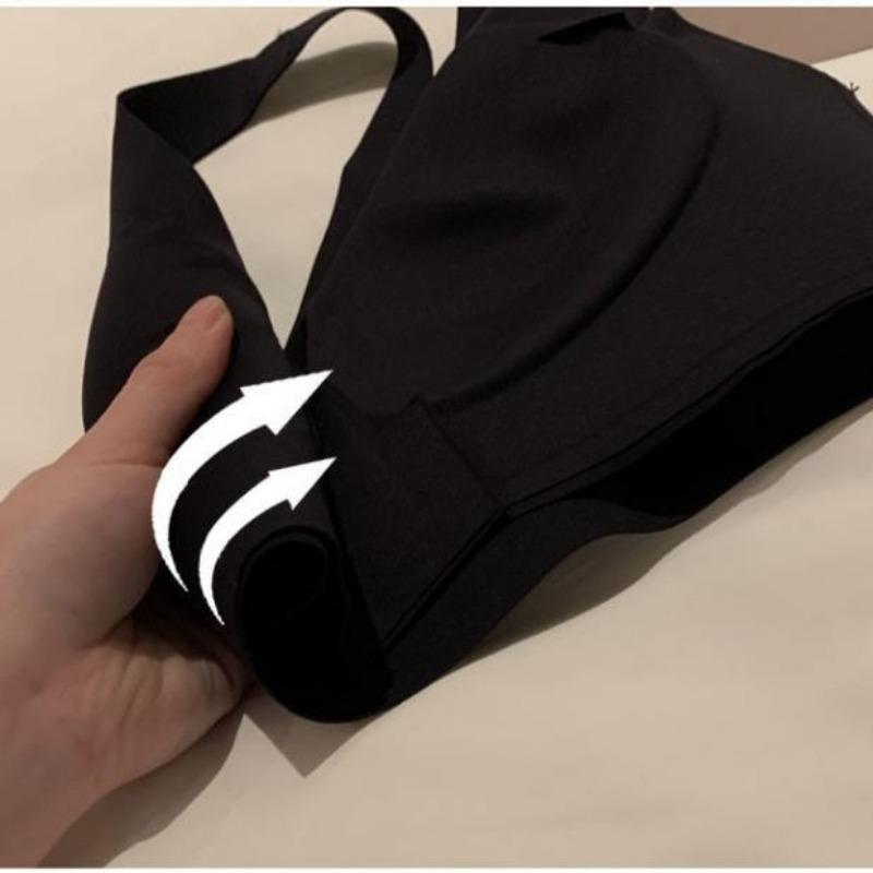 Smooth Black Wireless Bra With Front Hook Closure Deep V Cup And Soft Support