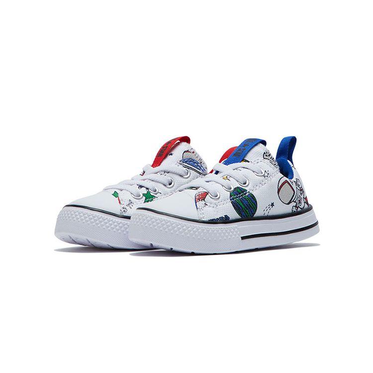 Converse Chuck Taylor All Star Superplay Canvas Cartoon Astronaut Print Velcro Durable Breathable Low Top Walker Shoes Baby Sneaker White 765644C