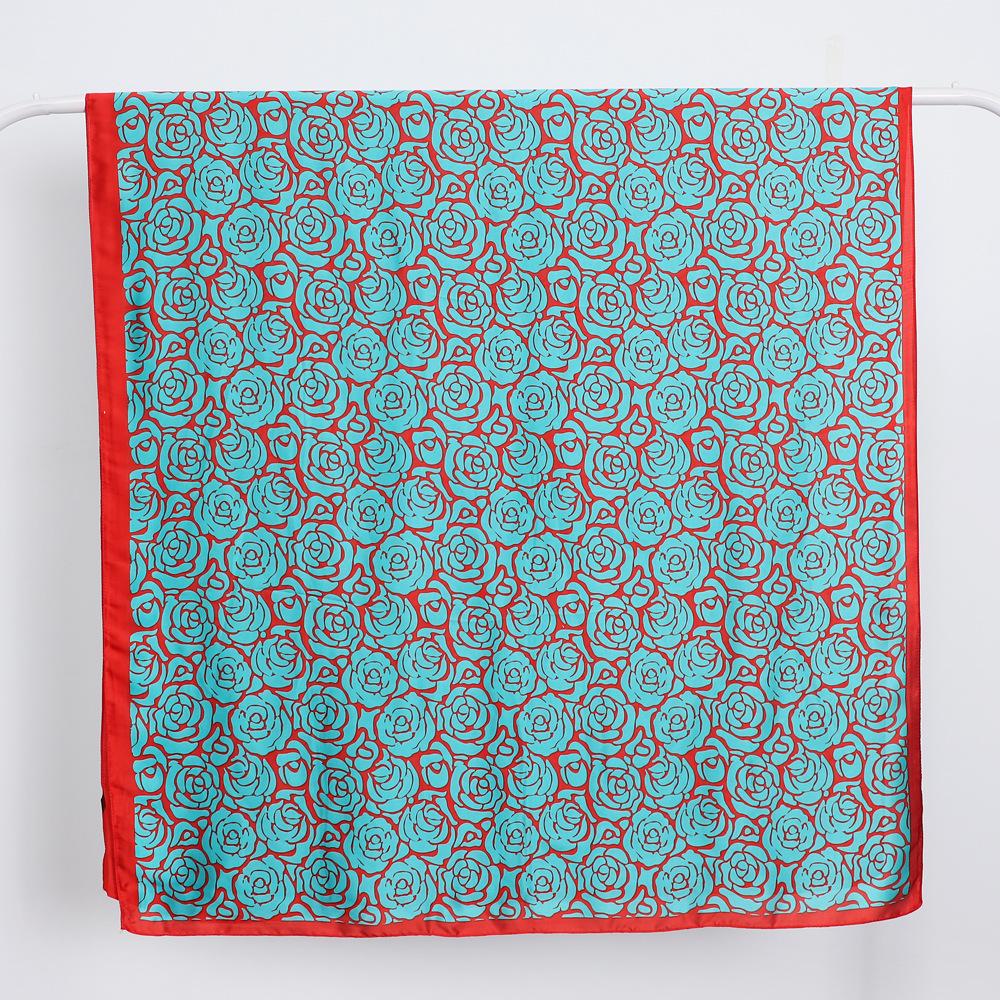 New Camellia Printed Design Scarf Literary and Elegant Breathable Sunscreen Shawl Emulated Silk Mid-length Style