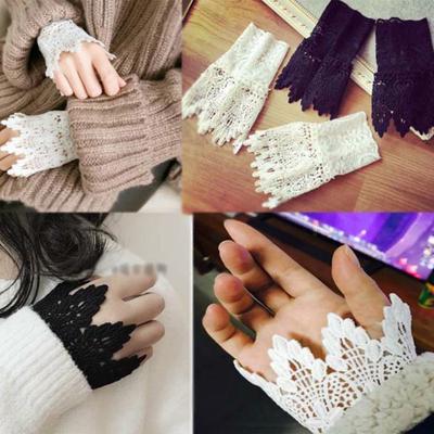 1 paio di falsi finti polsini in pizzo con polsini in pizzo, bracciale, costume vittoriano, steampunk, elastico