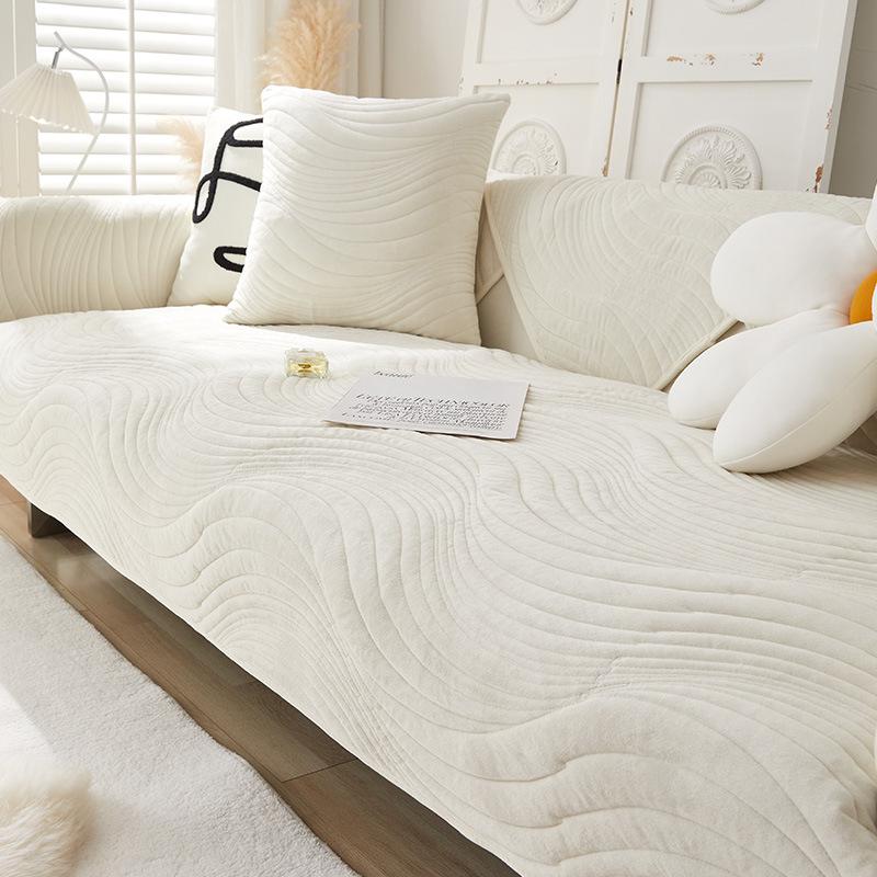 

Скандинавская плюшевая подушка для дивана, современная простая зимняя утолщенная подушка, однотонная нескользящая кожаная ткань для дивана, высококачественный тканевый чехол 90*120cm