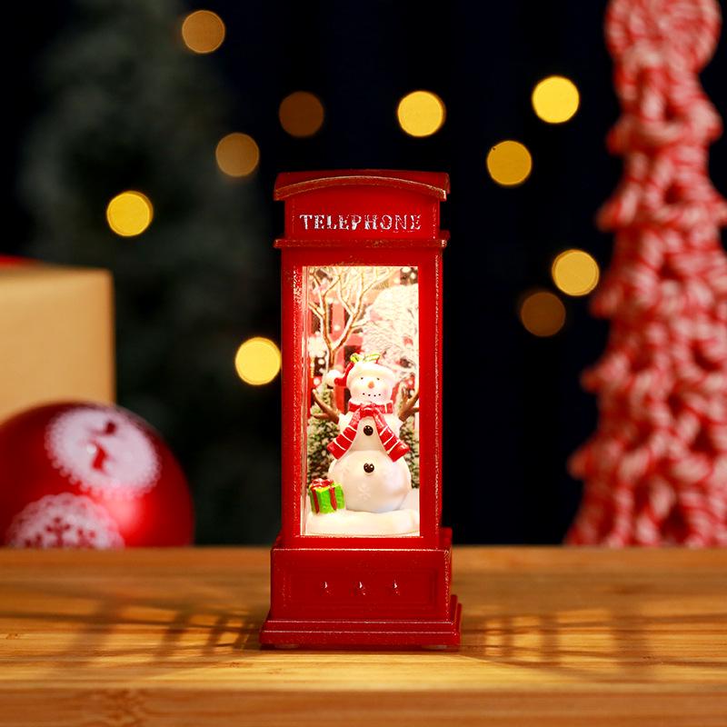 Light-Up Santa Claus Phone Booth Christmas Lantern Ornament