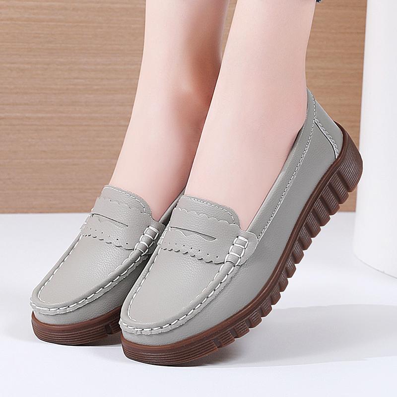 

Женские мокасины для вождения, удобные туфли на плоской подошве, повседневные туфли для медсестер, летняя обувь для беременных, большой размер EU:42 серый