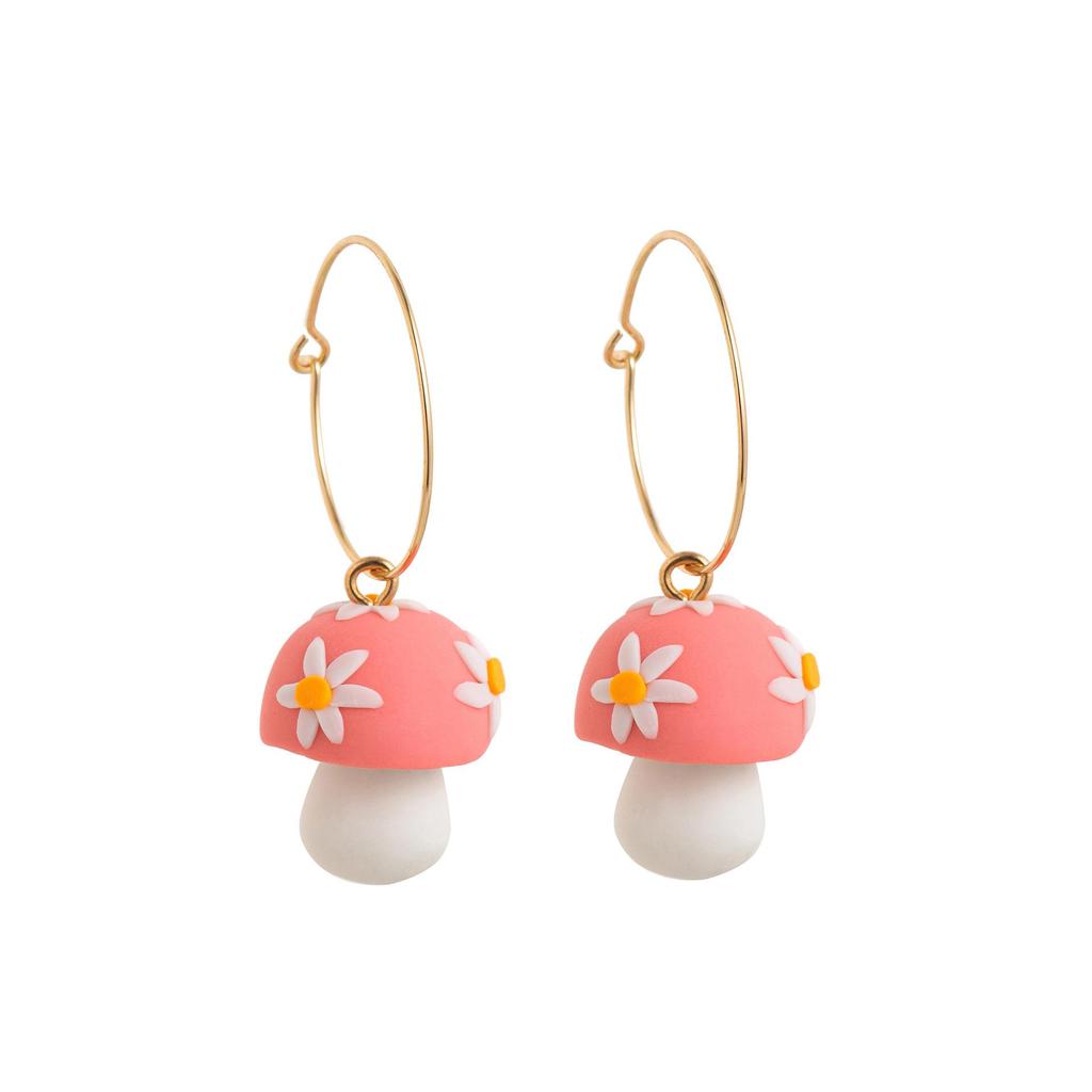 Creative Retro 3D Drip Oil Polymer Clay Mushroom Earrings