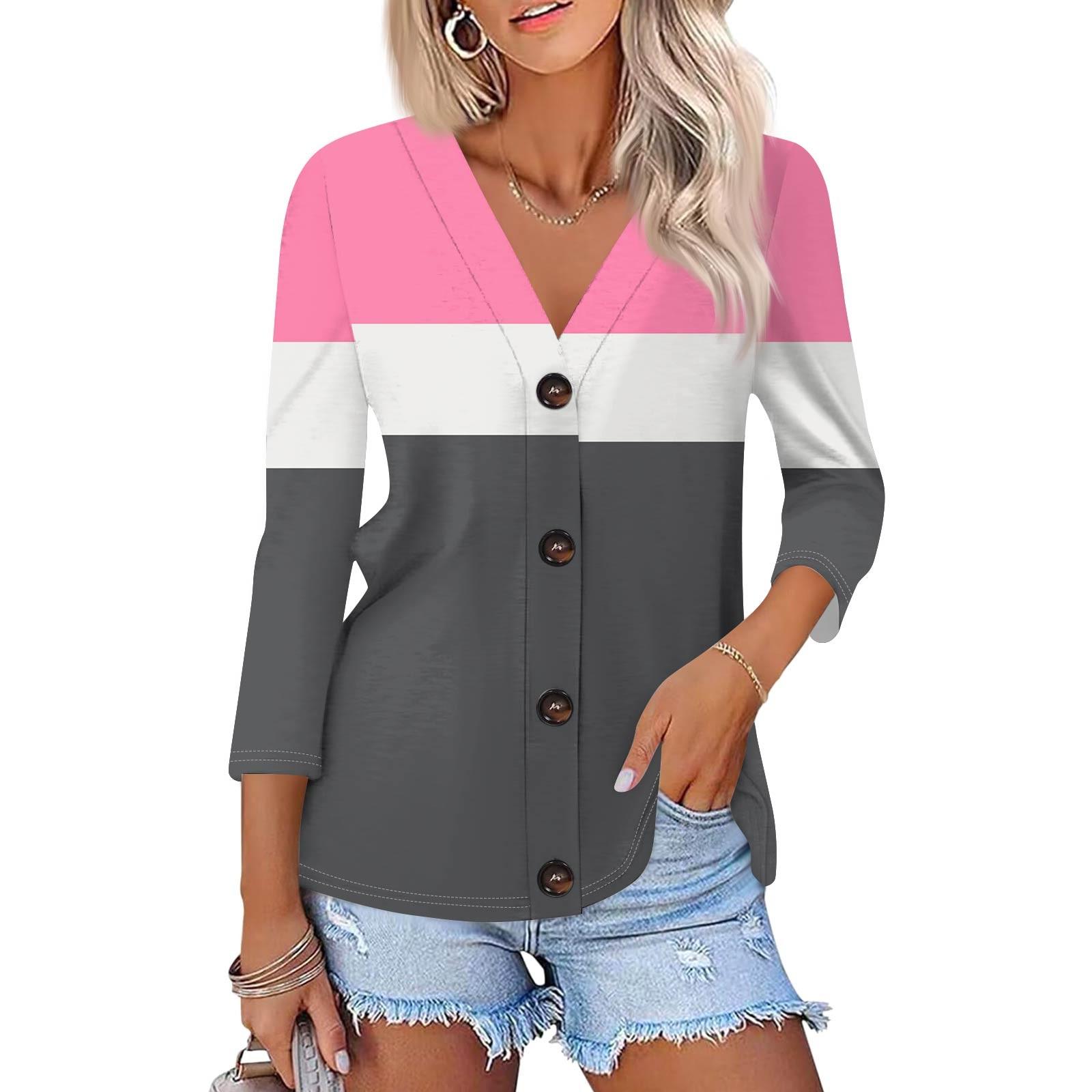 

Женская модная повседневная рубашка на пуговицах с геометрическим принтом в полоску, топ-кардиган с рукавом три четверти XL