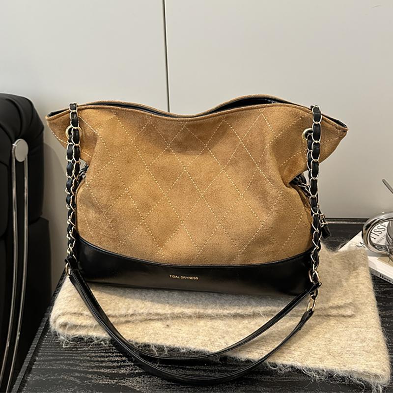 Modna Zamszowa Torba Crossbody Damska 2025 Nowa Jesień Zima Retro Haftowana Duża Pojemność Diamentowy Id Łańcuch Wzór Torba Tote