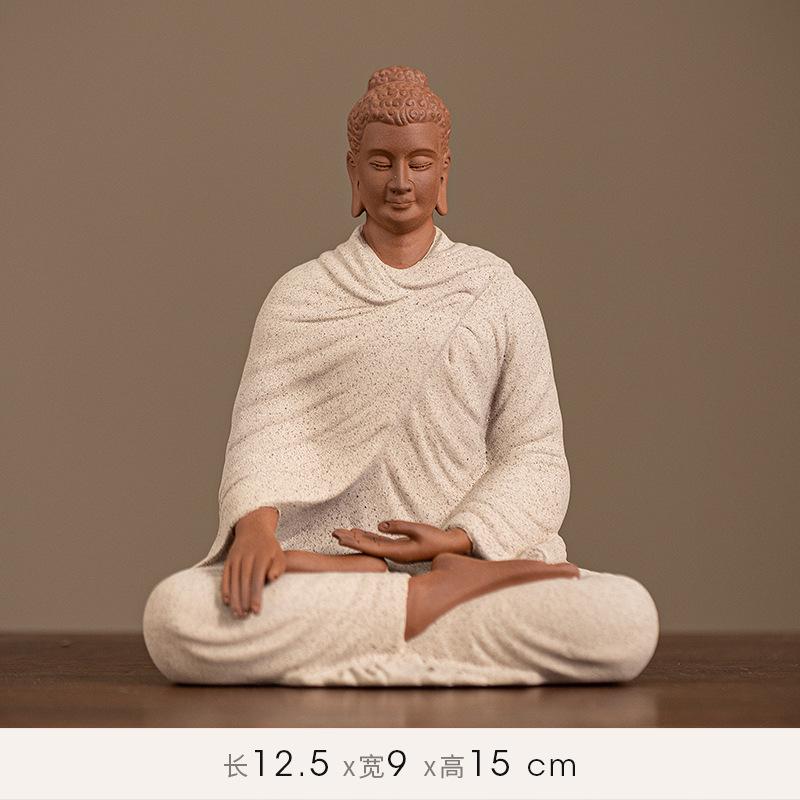 Buddha Statue Sakyamuni Buddha Figure Tathagata Buddha Statue Ceramic Lamp Circle Living Room For Incense Porch Home Decor