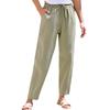Foreign trade new women's clothing summer pants casual loose drawstring solid color elastic waist cotton and linen women's nine-point pants