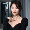 Titanium Steel Letter Square Brand Pendant Necklace Women'S Tide Simple Double-Layer Stacked Collarbone Chain Niche Design Accessories
