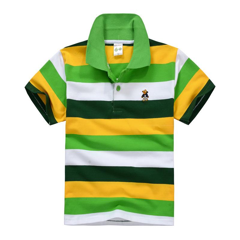 Children's Short Sleeved Summer Children's Wear Middle and Large Children's T-shirt Cotton Stripe Polo Shirt