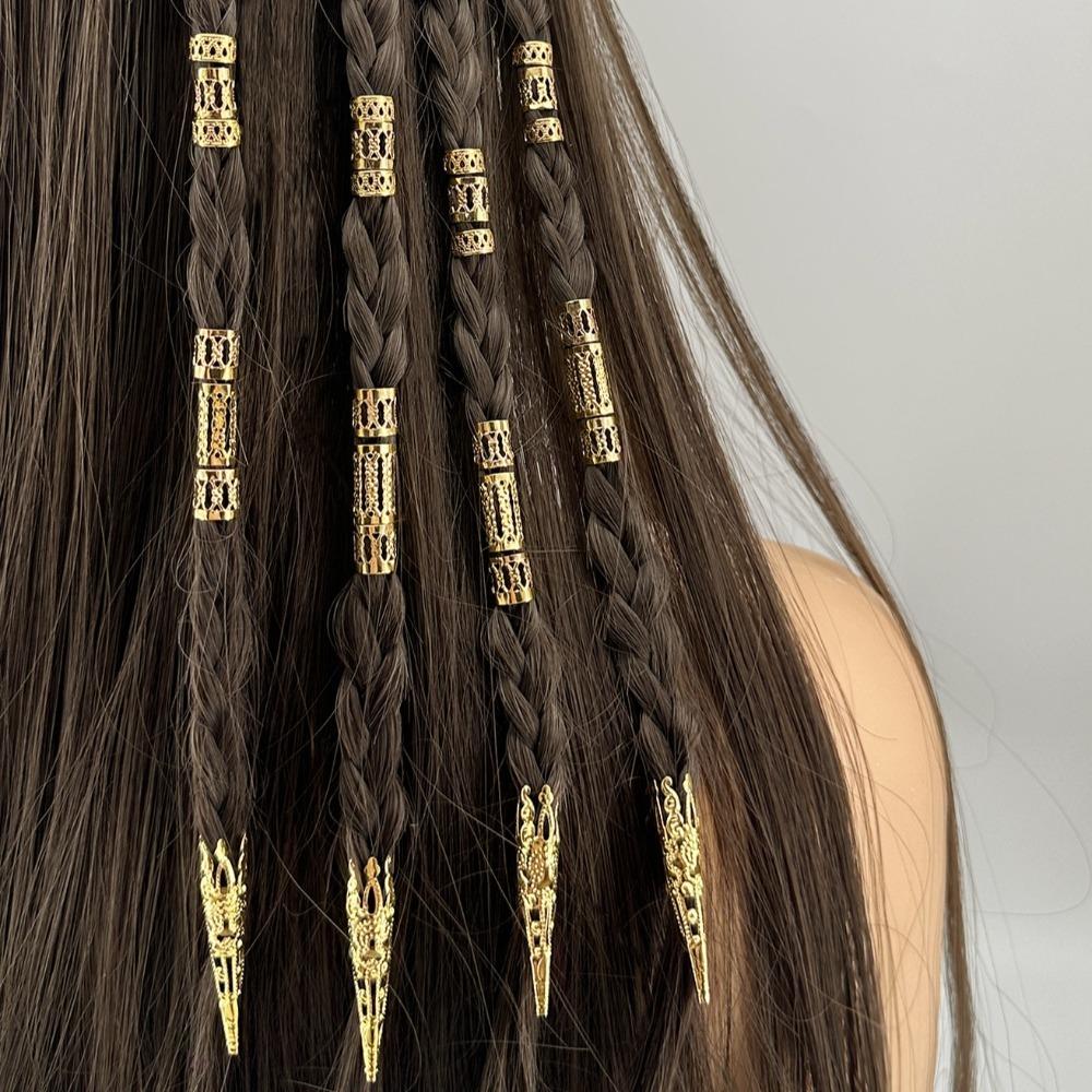 50pcs Dread Locks Hollow Out Hair Ring Metal Cuff Clips Hair Braid Tubes  Hair Jewelry
