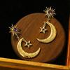 New Fashion Sun Star Moon Drop Earrings Women Purple Cubic Zircon Dance Bohemia Handmade Crystal Moon Star Drop Dangle Earring