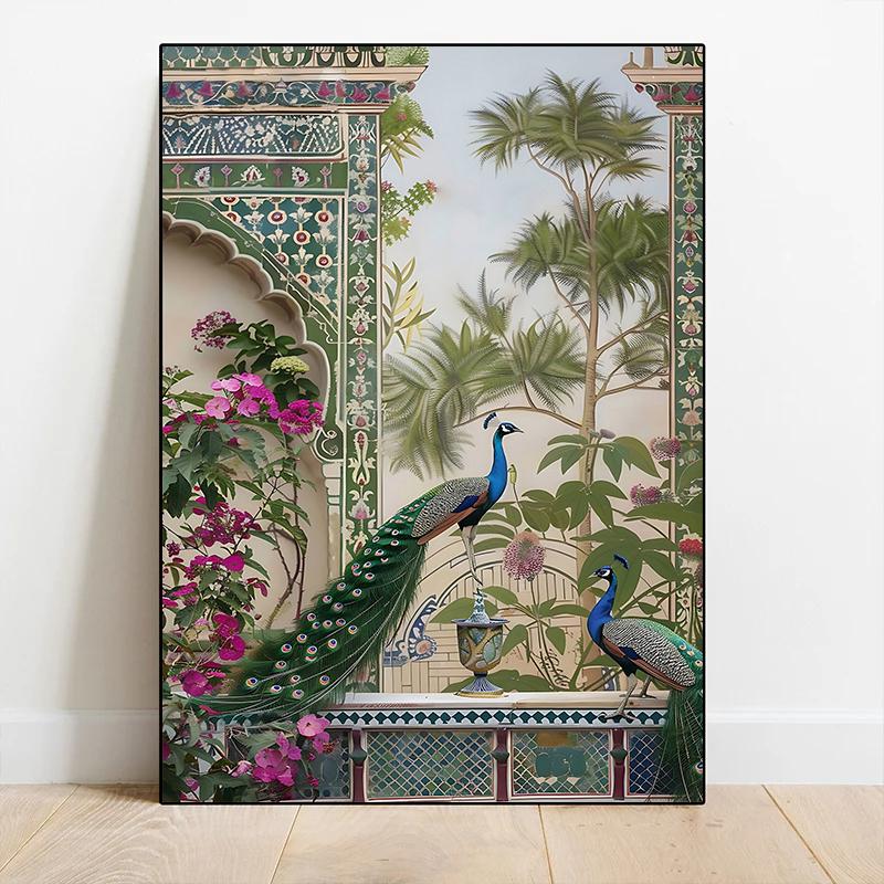 Indian Animals Elephant Tiger Peacock Nature Posters and Prints Canvas Printing Wall Art Picture for Living Room Home Decor Gift