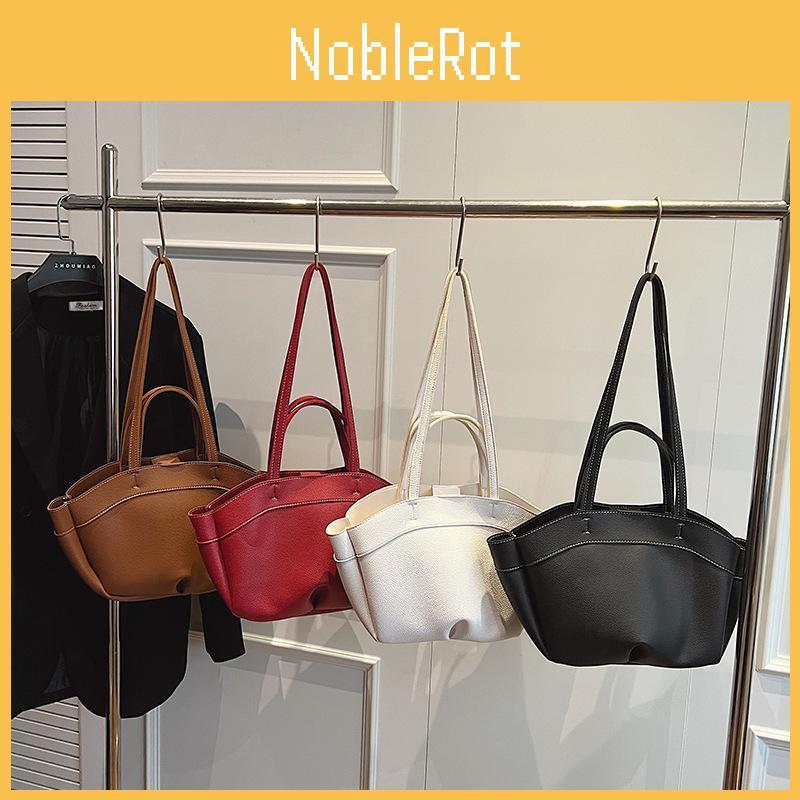 Simple Color Solid Pu Leather Women Casual Tote Bag For Daily Commuting And