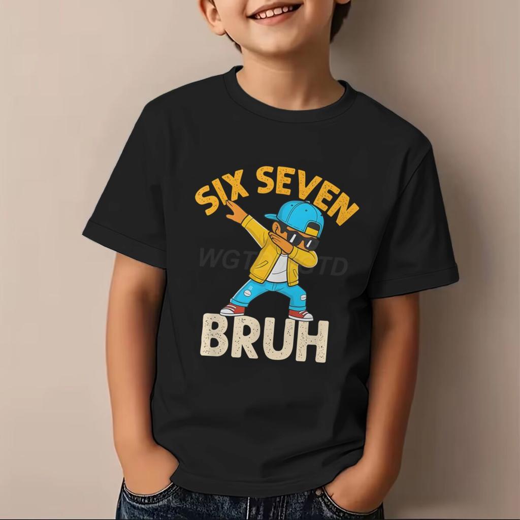 Boys Girls Six Seven Bruh Tshirt Number 6 7 Print Casual Daily Wear Tee Toddler 67 Cartoon Soft Cotton Tee Baby Boy Clothes