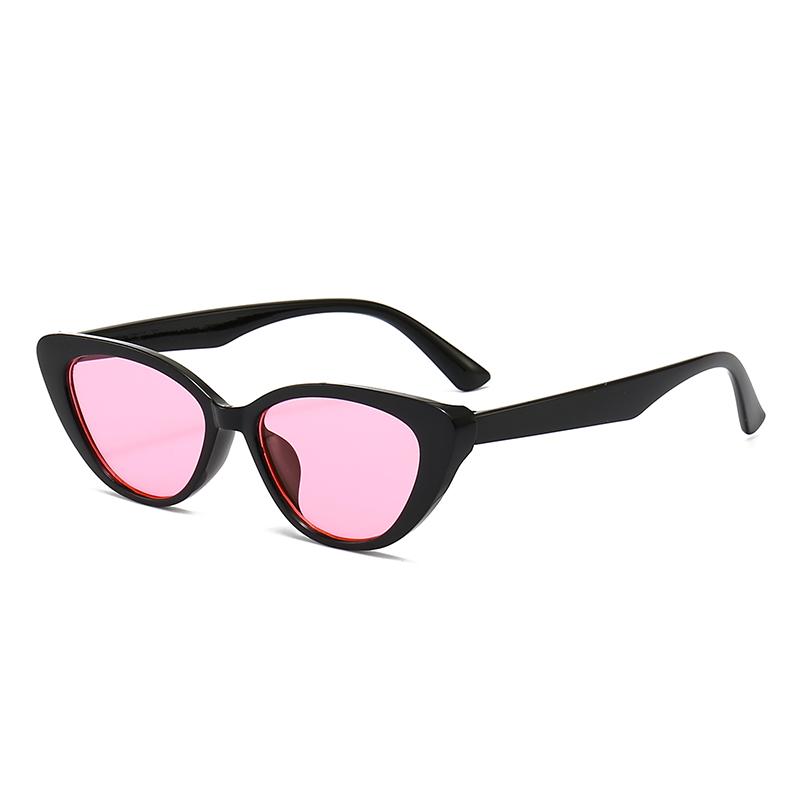 

New Model Retro Trapezoidal Cat-eye Sunglasses, Versatile Black Small-frame Sun Protection Style Sunglasses 5344 розовый