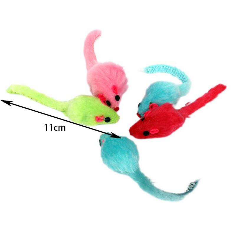 5/10/15pcs Cat Toy Soft Fleece Mouse Cat Toys Funny Playing Toys For Cats With Colorful Feather Plush Mini Mouse Toys Pet Supply