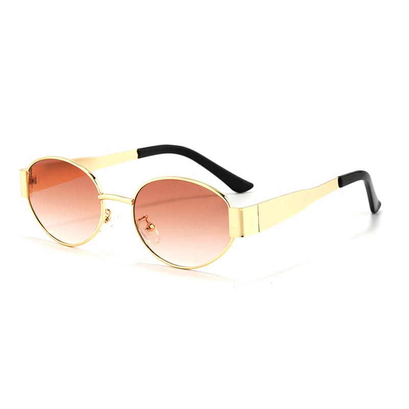 Small Metal Frame Oval Sunglasses For Women Brand Designer Fashion Luxury Shades UV400 Eyewear Men Vintage Sun Glasses