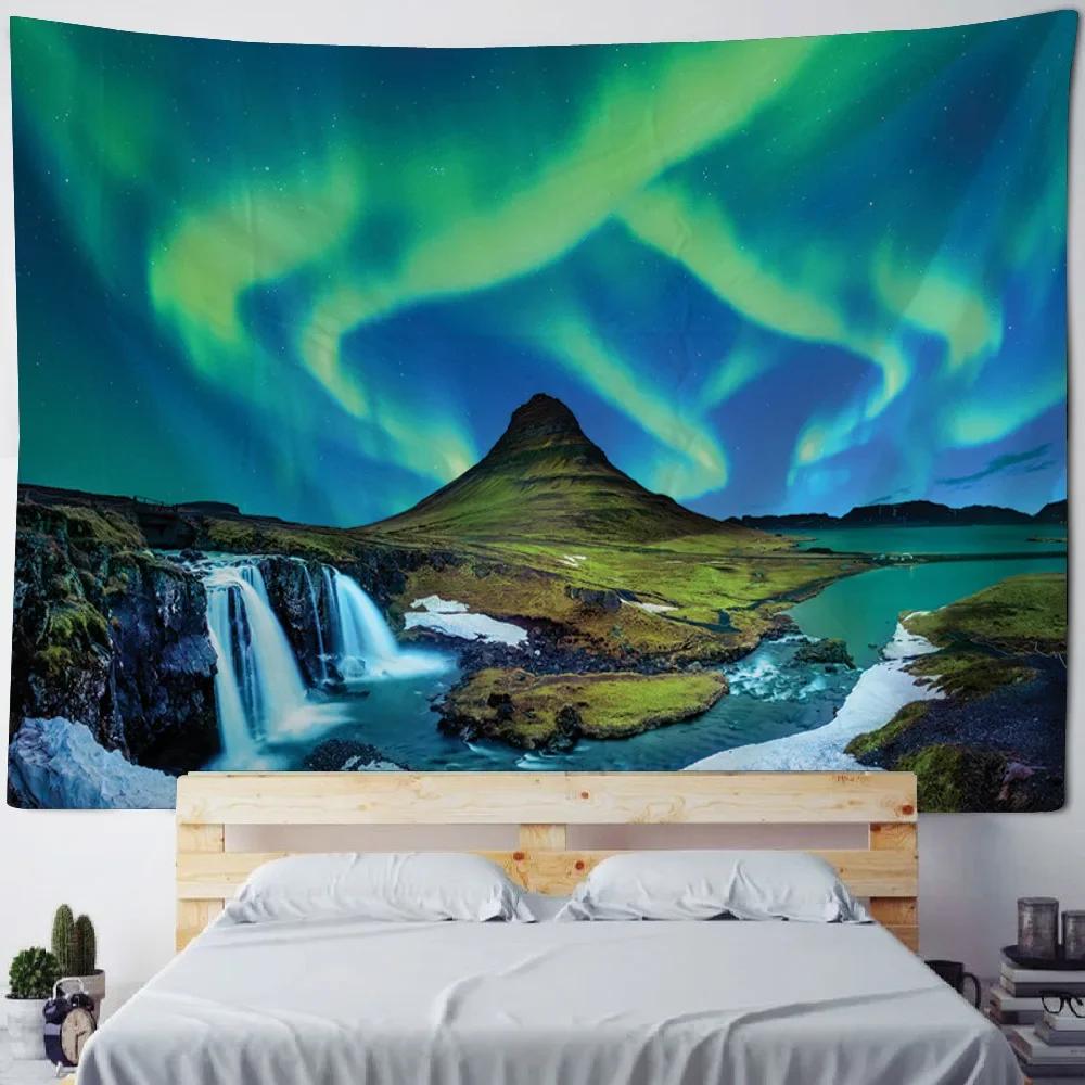 Sea Starry Sky Tapestry Wall Hanging Aurora Home Decoration Background Cloth Bedroom Living Room Dormitory Hanging Paintings