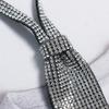 Unique Double Layer Rhinestones Tie Necklace Uniform Suit Tie Sexy Tie Encrusted Rhinestones Long Necklace