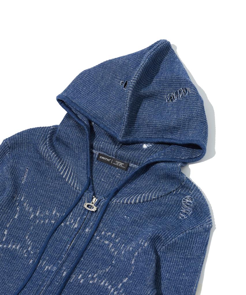 CRITIC Wormhole Hoodied Knit(For Women) Blue