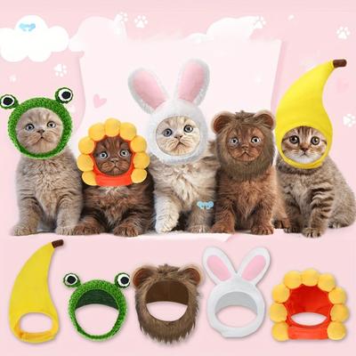 5pcs Cute Cat and Dog Costume Set Rabbit Hat Ears Fun Lion Headband I'm Just A Baby Small Dogs Chihuahua Clothes Accessories