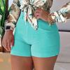 Summer Office Lady Shorts High Waist Solid Color Back Zipper Skinny Hot Pants for Daily Life