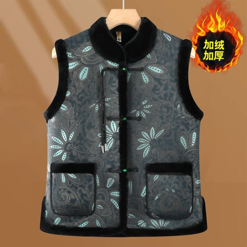 

Зимний винтажный бархатный утолщенный меховой жилет 6XL [Recommended 160-82.5kg] зелёный