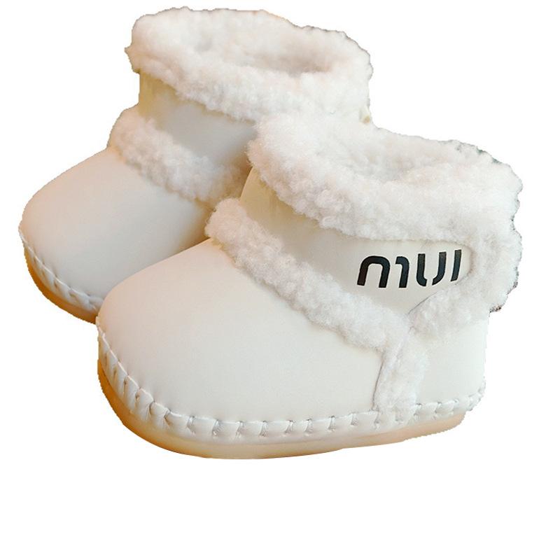 Infant Soft Sole Non-Slip Winter Walking Shoes with Velvet Lining, 0-1 Year