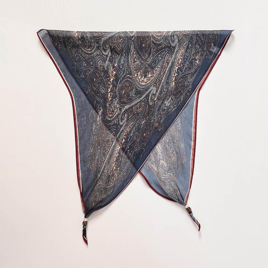 Spring new cashew flower silk scarf new versatile beaded scarf scarf scarf small shawl multi-functional rhombus scarf