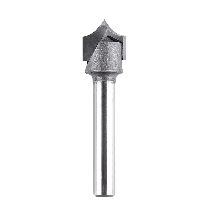 SpeTool 1/4" Shank Point Cutting Roundover Router Bit with 1/2" Cutting Diameter 1/4" Radius, Carbide 2 Flute Tipped Round Over Beading Bits for CNC