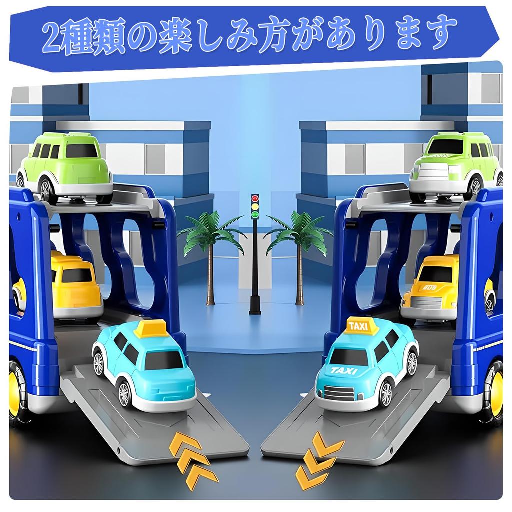 HIWO Construction Vehicle Toy Miniature for Boys and Girls Ages and Includes Carrier and Lights and Indoor Birthday Christmas Available In and Blue