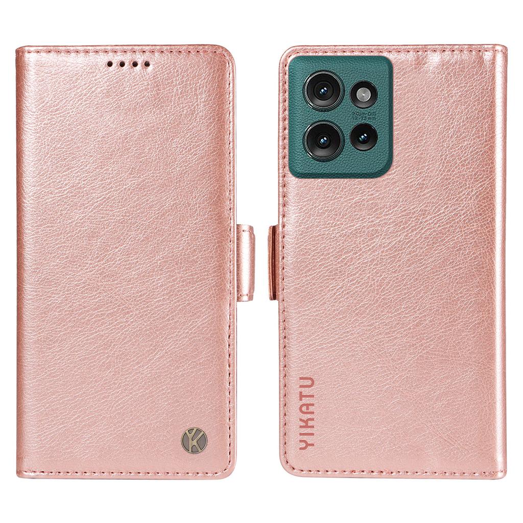 YIKATU YK-007 Für Motorola Edge 50 5G Hülle Seitliche Schnalle PU Leder Handyhülle Litschi Textur