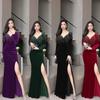 Black Evening Dress Dress Women's New Banquet Temperament Fishtail High-end Velvet Dress High-end Sense Will Winter