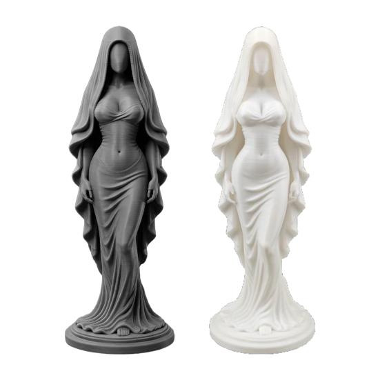 3D Printed Veiled Goddess Statue Artistic Wearing Veil Women Figurine Sculpture Decoration for Home Office Living Room Desktop