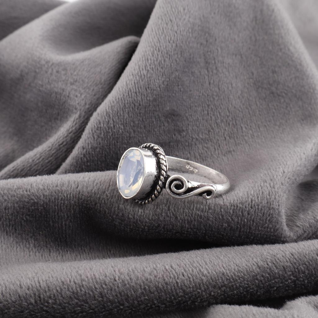 Milky Opal Handmade Latest Design Jewelry Ring, 925 Solid Sterling Silver Gemstone Ring, Gift For Mother