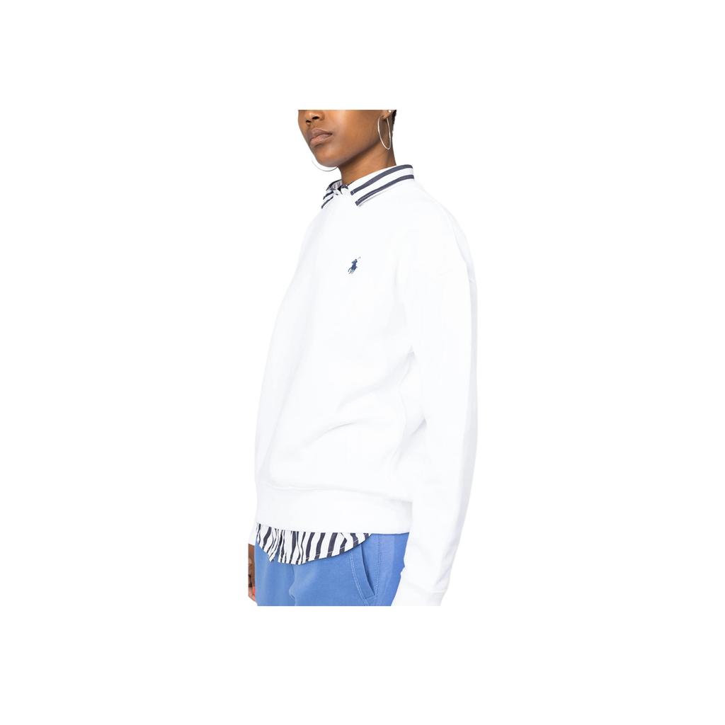 Polo Ralph Lauren FW21 Logo Brodert Ensfarget Pullover Genser Dame genser Hvit 211794395-002