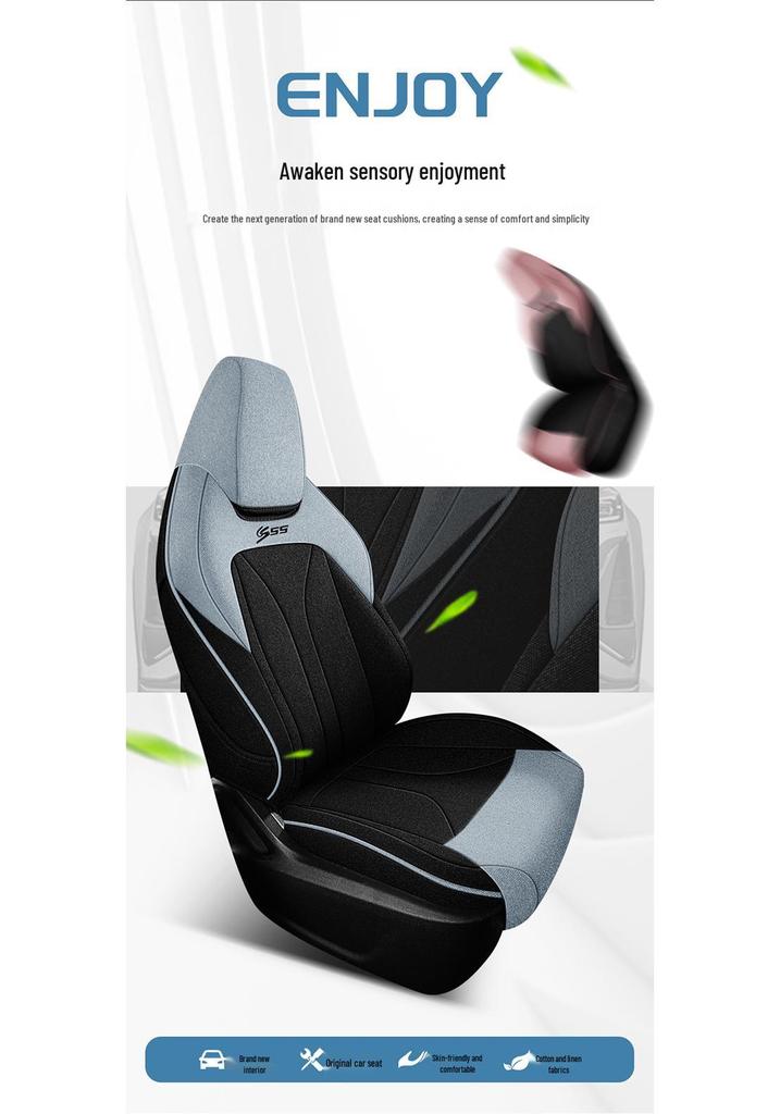 Breathable Fabric Car Seat Covers for Changan CS55/CS55PLUS, Fully Wrapped in Cotton and Linen.