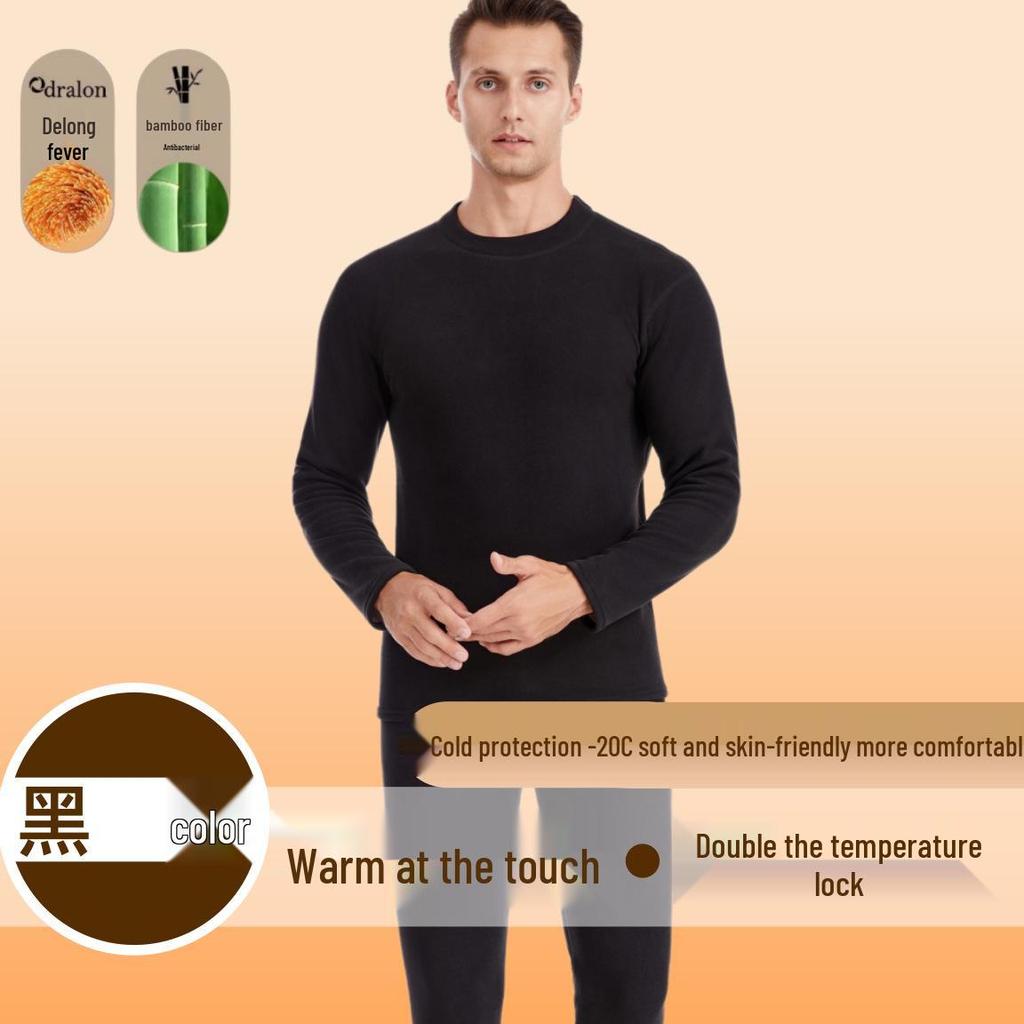 Unisex Lambswool Underwear Set with Fleece Lining & Thick Fabric for Autumn/Winter.
