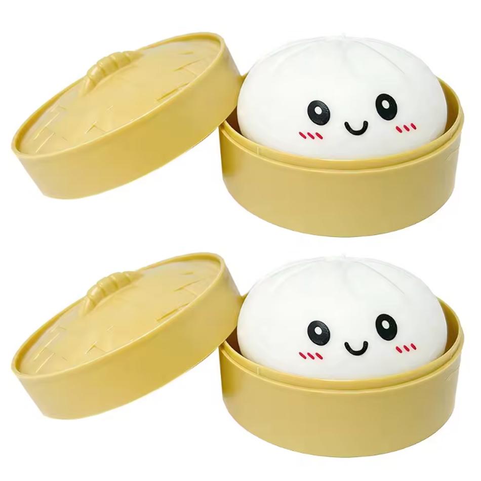 In Stock White Dumpling Steamer Bun Ornament Slow Rebound Soft Pinch Decompression Office Home Decor  Adults  Gift
