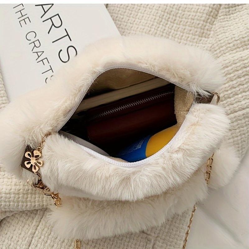 Cozy Plush Handbag Soft Plush Women's Handbag & Crossbody Bag with Detachable Strap | Cozy Shoulder Bag, Purse for Winter & Casual Outfits