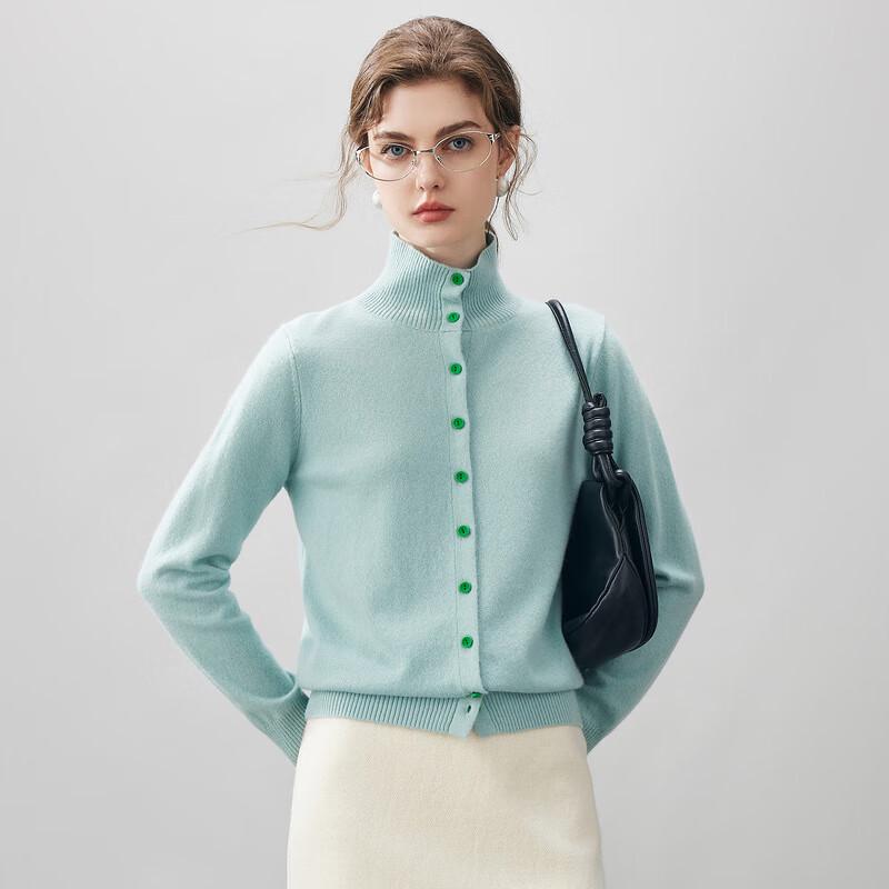 Komon Boka Women's Mock Neck Cashmere Cardigan