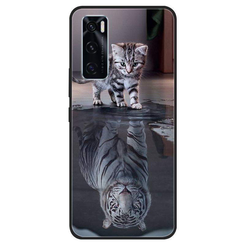 For Vivo V20 SE Case V20SE Silicone Cat Painted Soft Black Cover for VivoV20 V20SE V2022 V2023 Cover TPU Coque Protective Capa