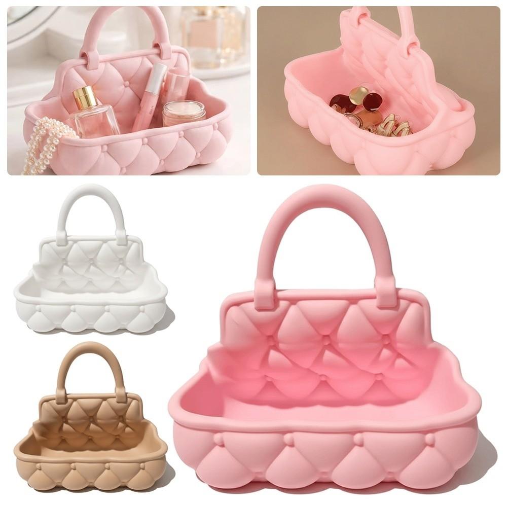 Solid Color Handbag Storage Basket Warm Style Handbag Design Jewelry Storage Basket Plaid Pattern Soft Desktop Storage Basket
