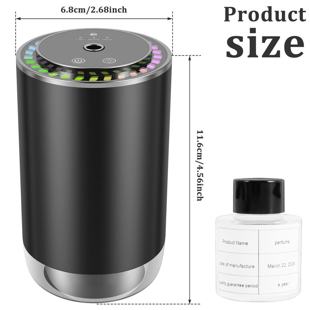 Smart Car Diffuser Humidifier Rechargeable Auto Air Purifier with 3 Adjustable Concentration Auto On/Off Air Freshener Diffuser